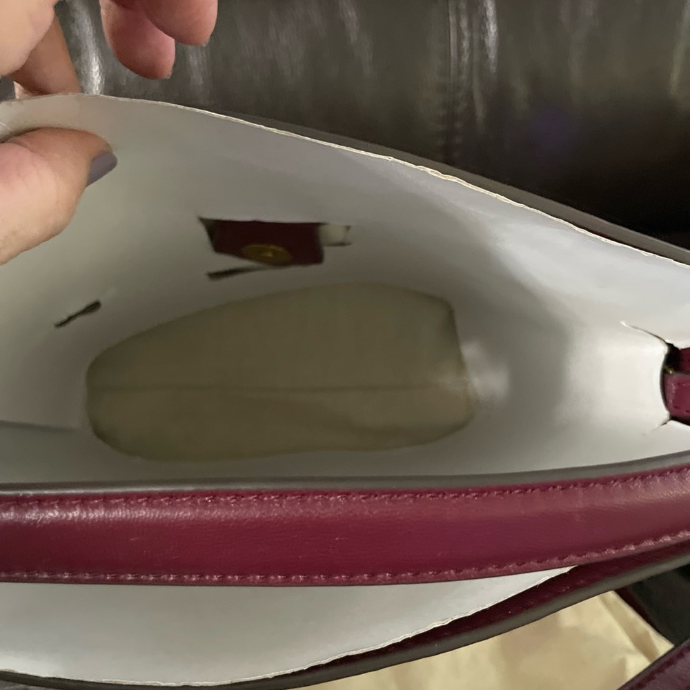 Tory Burch KIRA CHEVRON MINI BUCKET BAG Burgundy - Picture 9 of 12